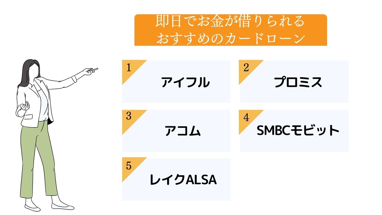 即日でお金を借りられるおすすめカードローン5選