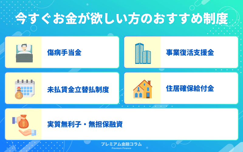 今すぐお金が欲しい方のおすすめ制度