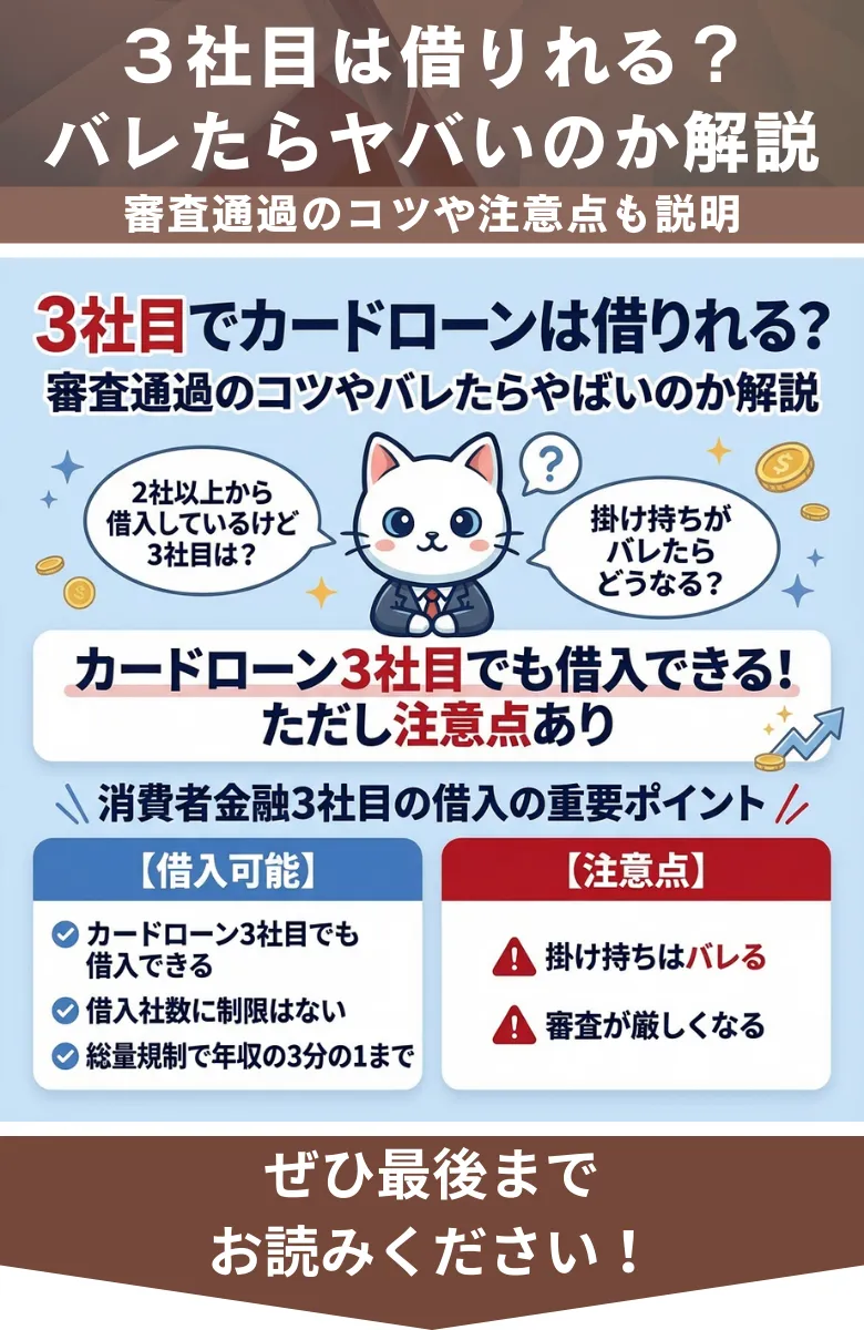 3社目でカードローンは借りれる？審査通過のコツやバレたらやばいのか解説 - プレミアム優待倶楽部お金借りるfinance