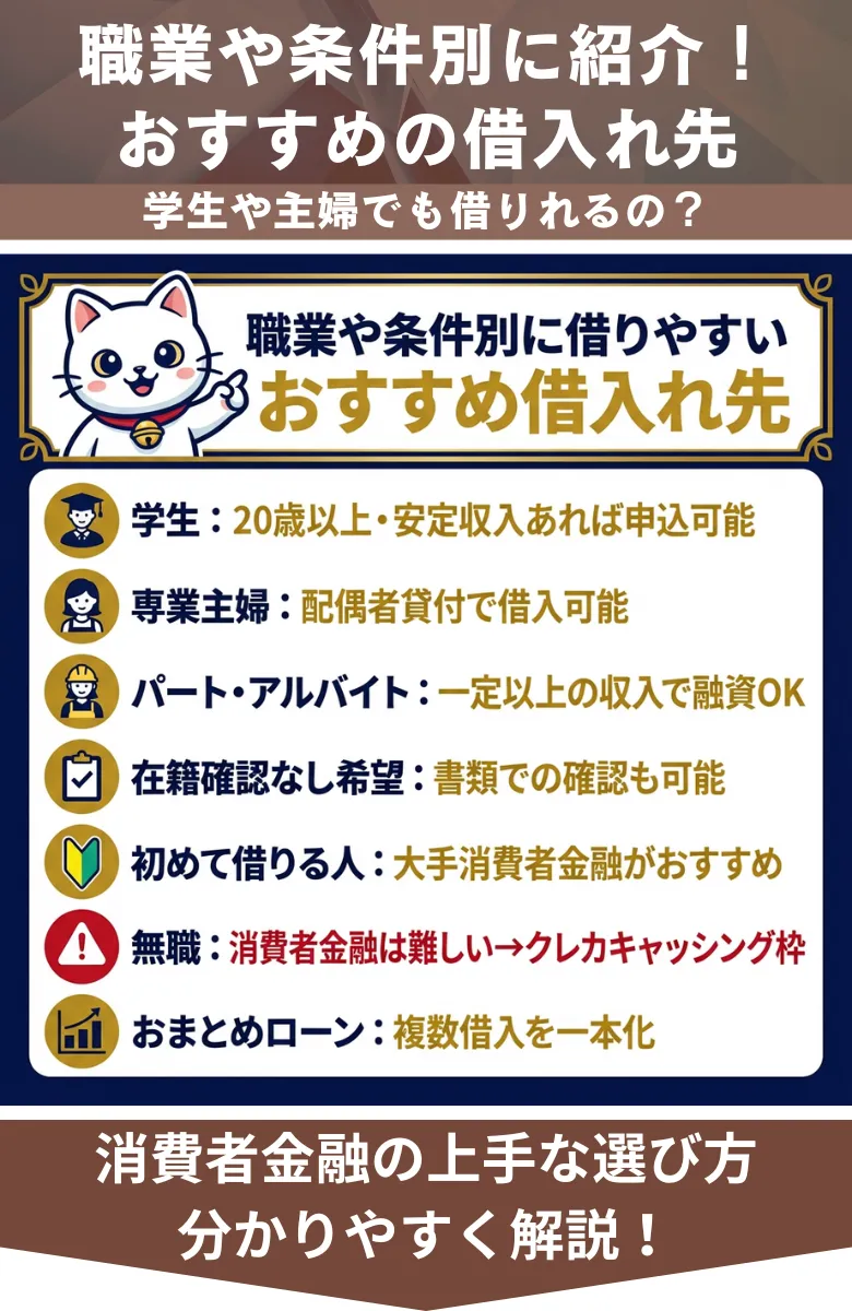 消費者金融_おすすめ_条件別の借りやすさ