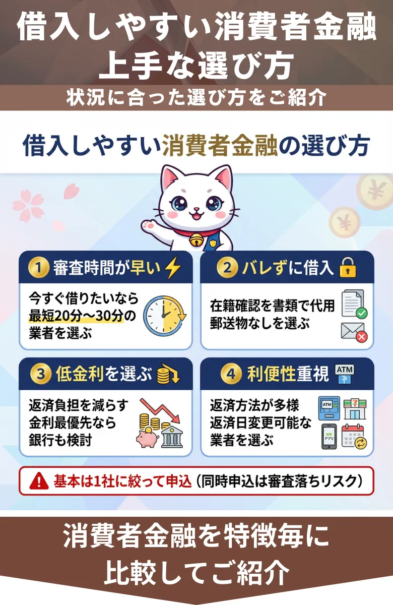 借入しやすい消費者金融の選び方