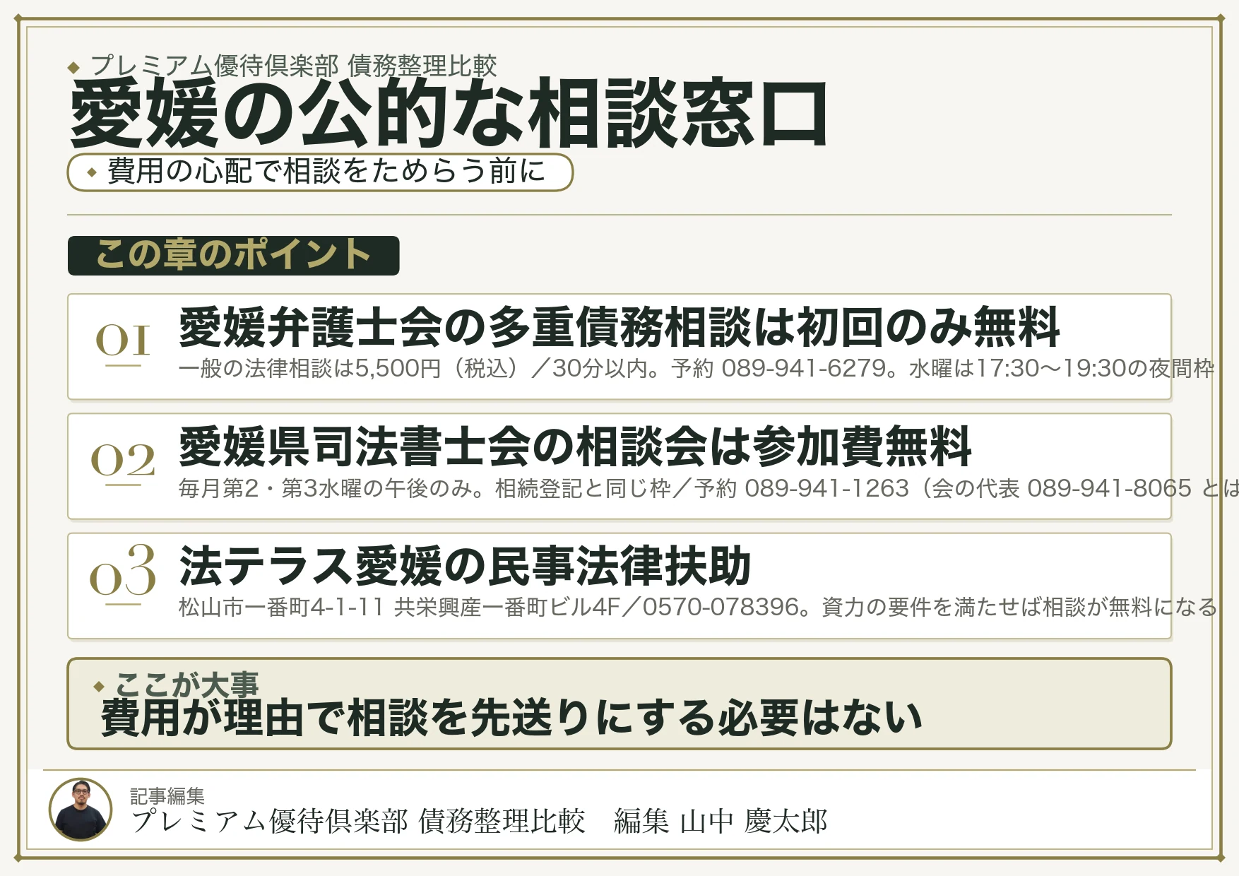 愛媛で債務整理を相談できる公的窓口