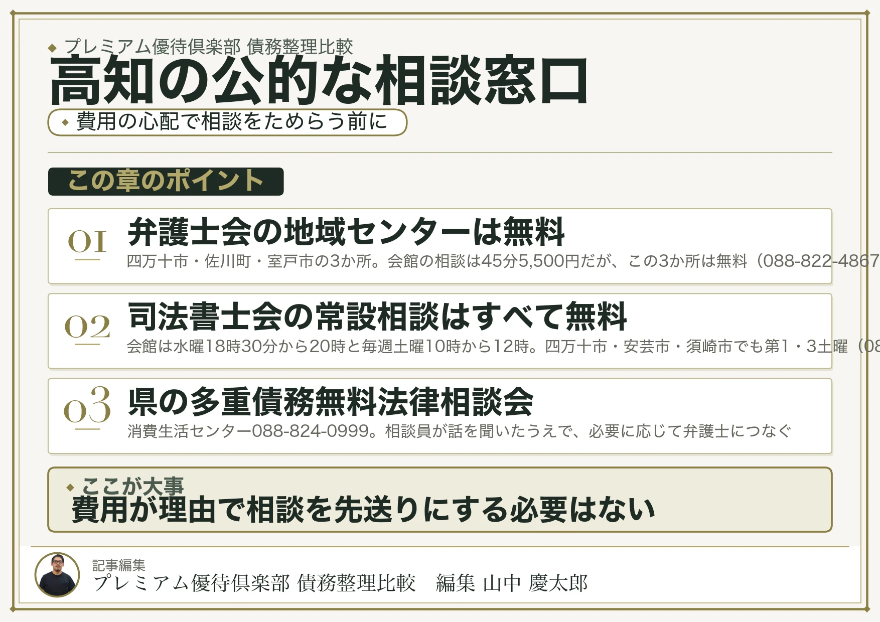 高知の公的な相談窓口|費用の心配で相談をためらう前に