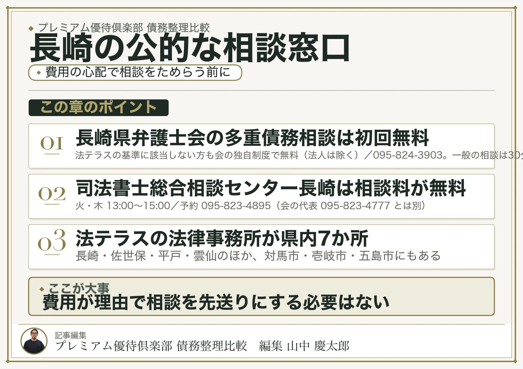 長崎で債務整理を相談できる公的窓口