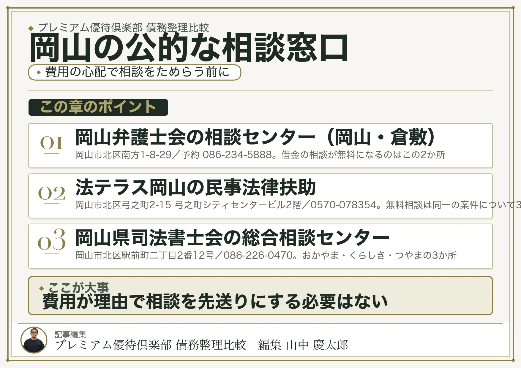 岡山で債務整理を相談できる公的窓口