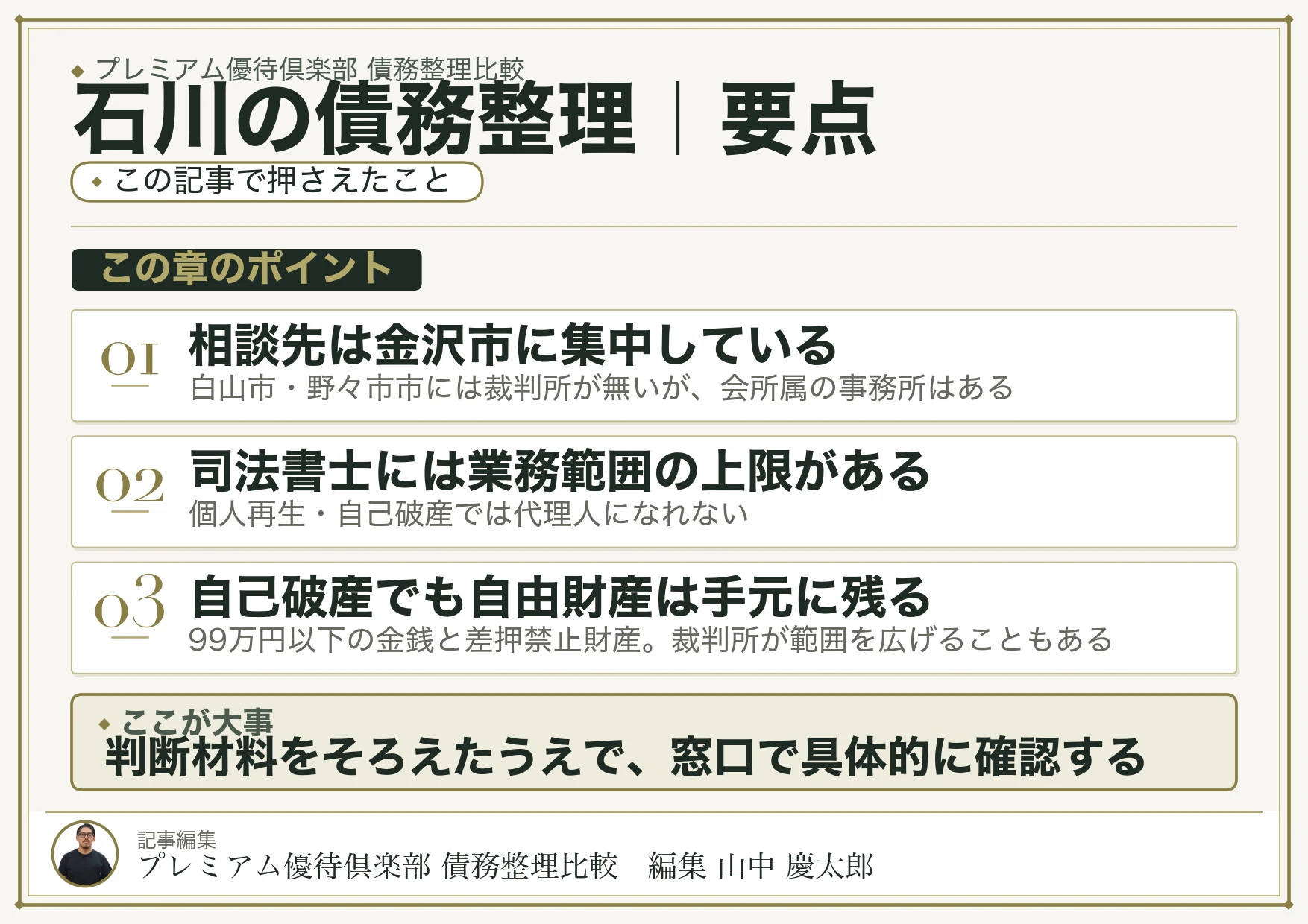 石川の債務整理|要点