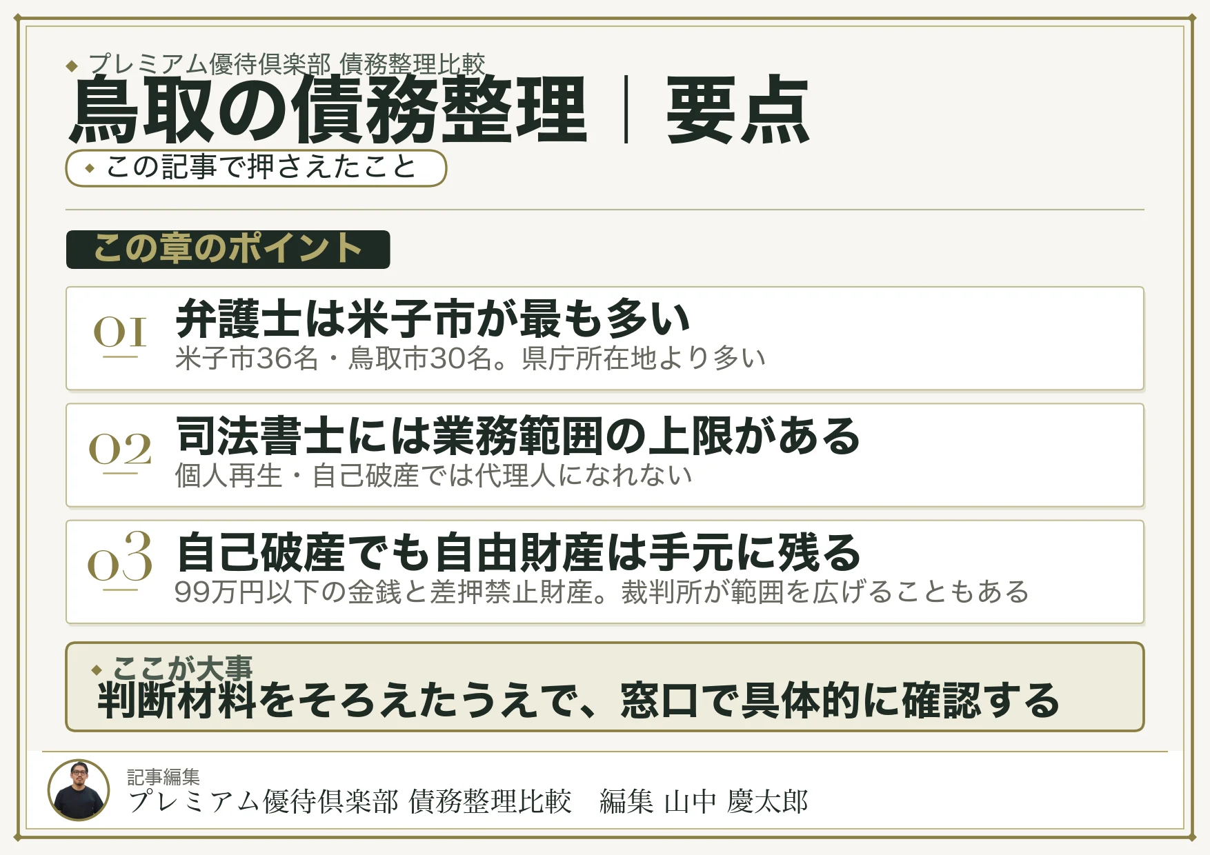 鳥取の債務整理｜要点
