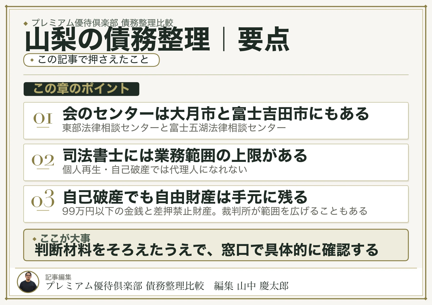 山梨の債務整理|要点