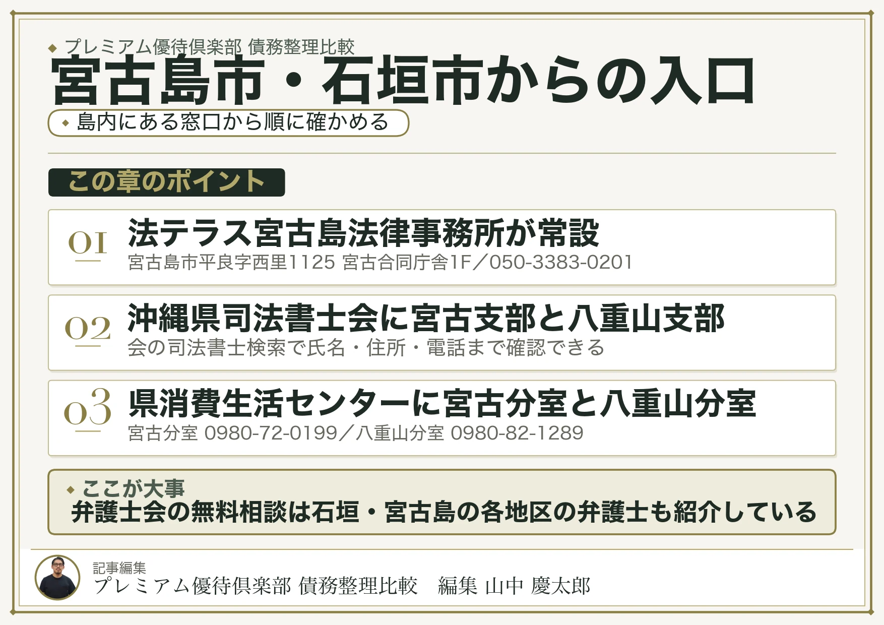 宮古島市・石垣市から債務整理を相談するときの入口