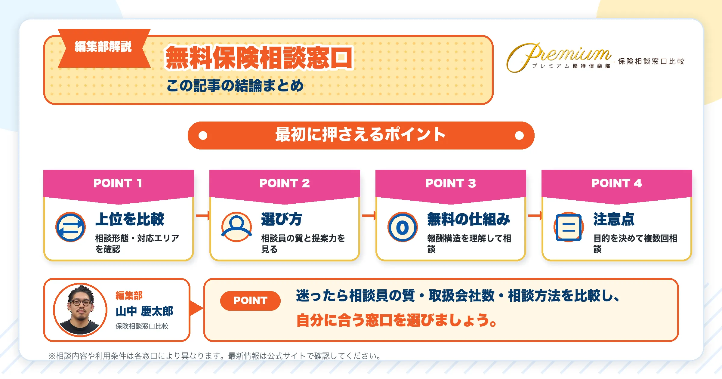 無料保険相談窓口おすすめ記事の結論と選び方まとめ