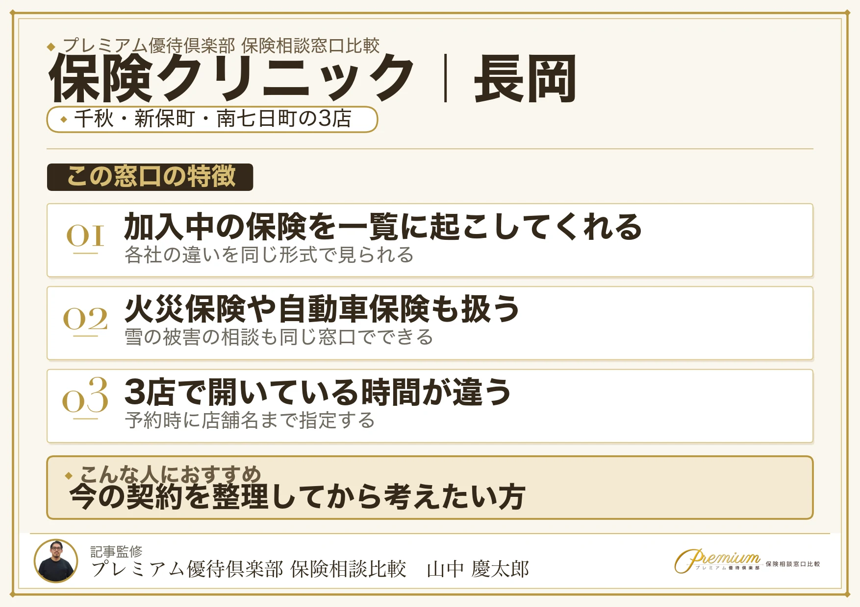 保険クリニックの特徴｜長岡では市内に3店舗