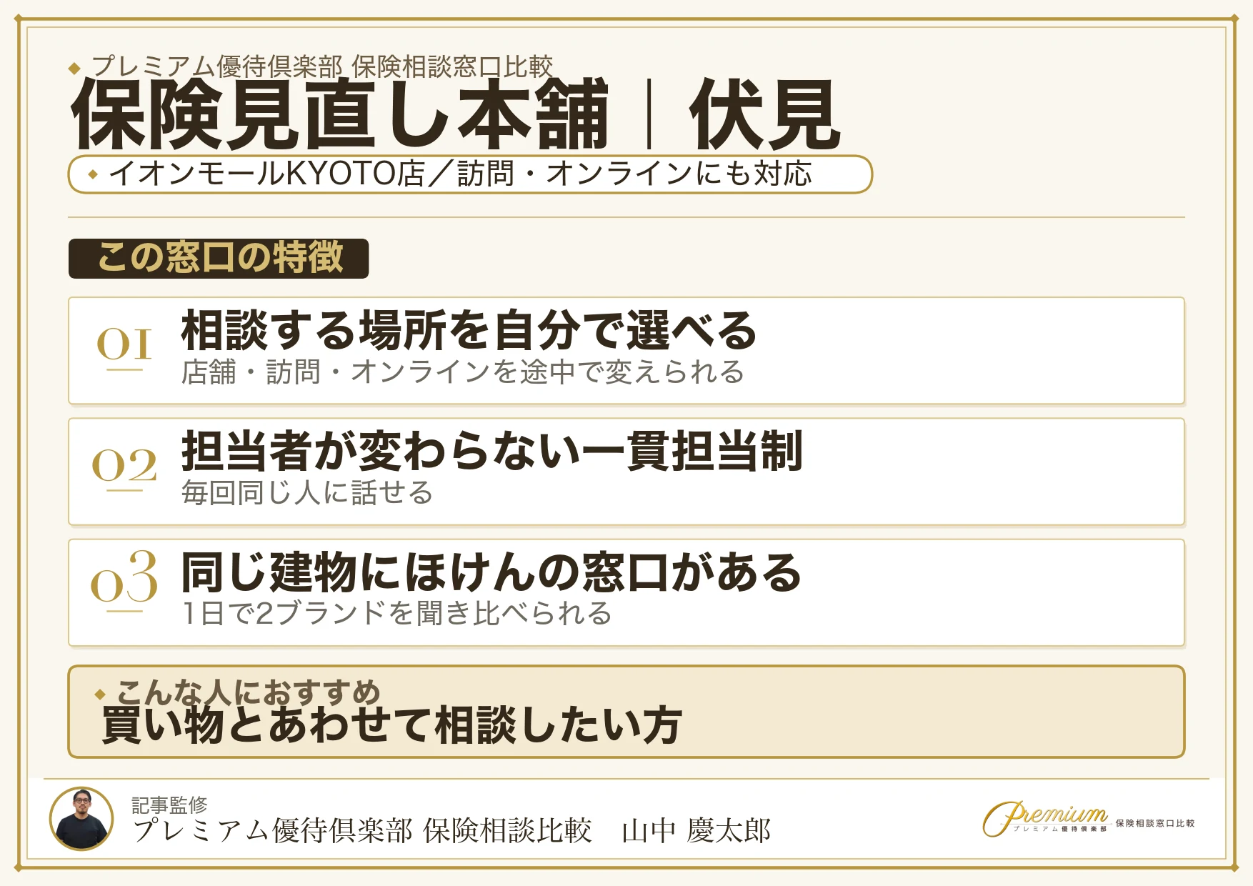 保険見直し本舗の特徴｜京都駅のイオンモールKYOTO店