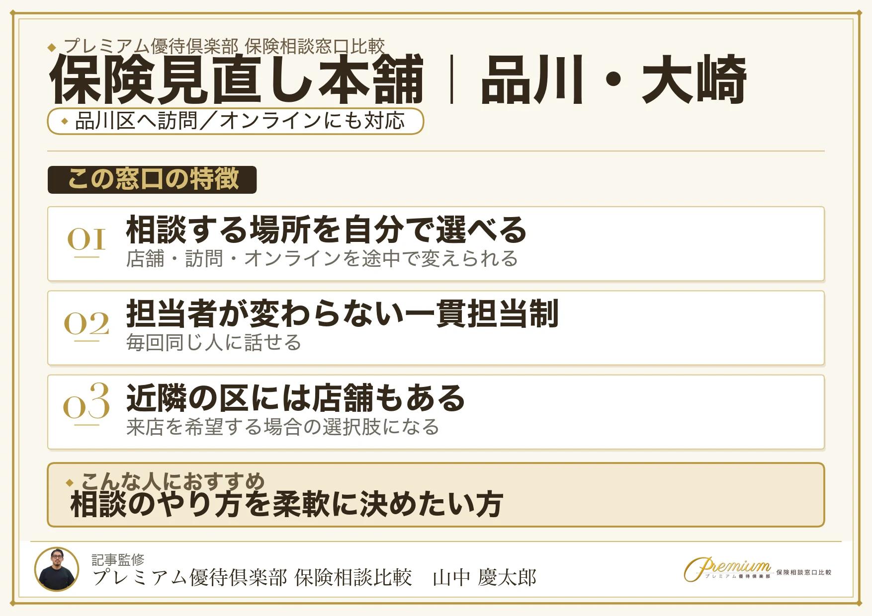 保険見直し本舗の特徴｜品川・大崎では訪問とオンラインに対応