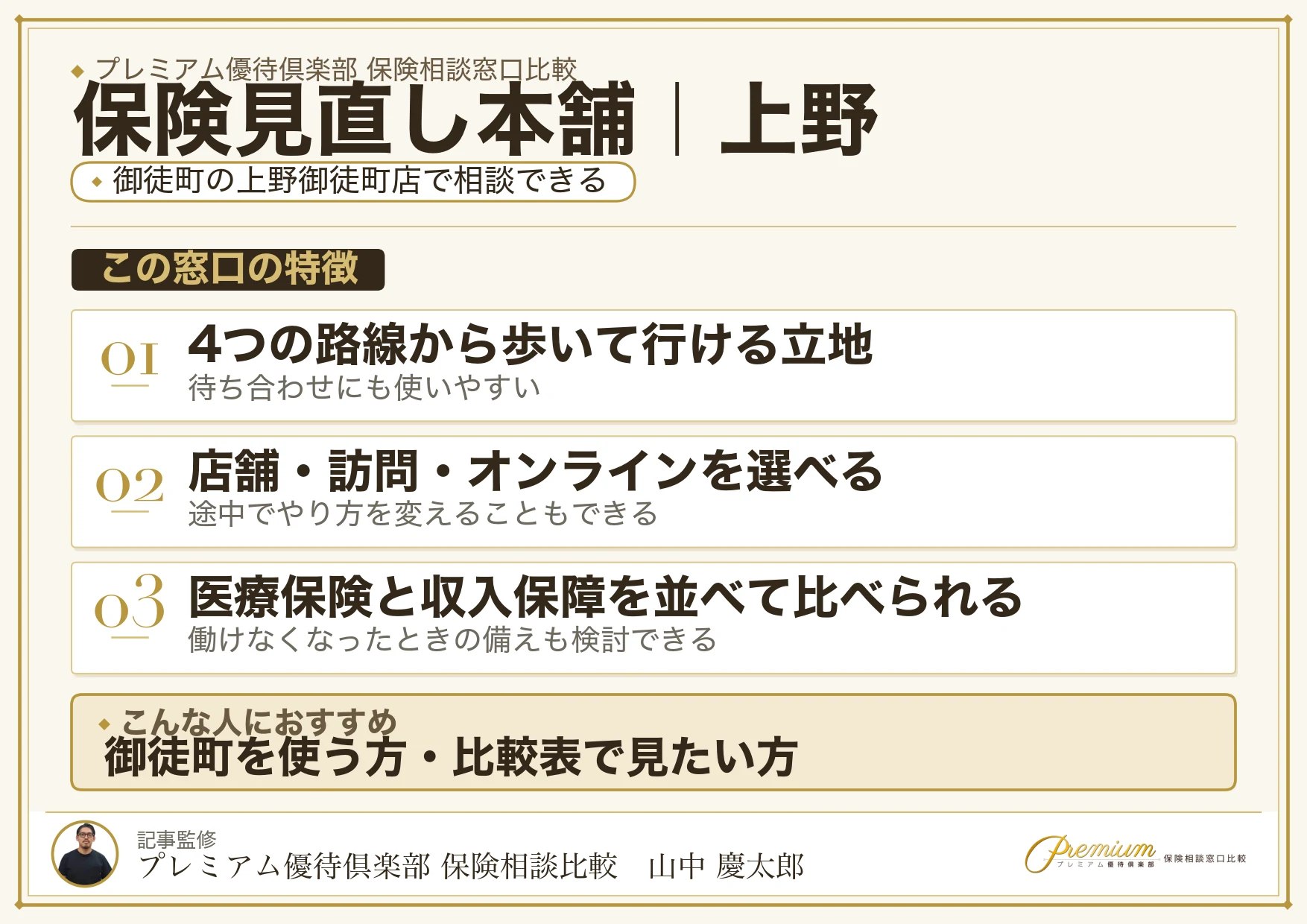保険見直し本舗の特徴｜上野では上野御徒町店