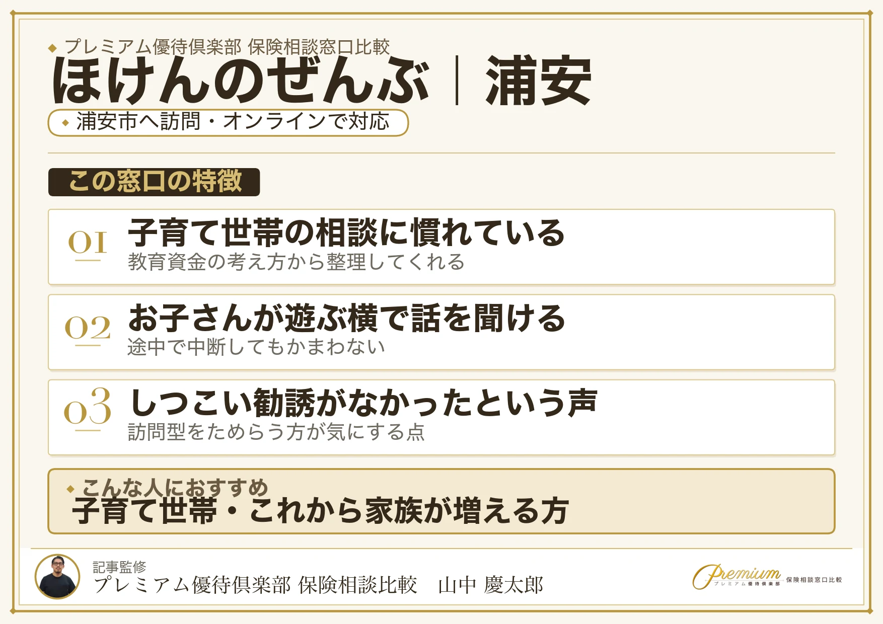 ほけんのぜんぶの特徴｜浦安で訪問相談に対応