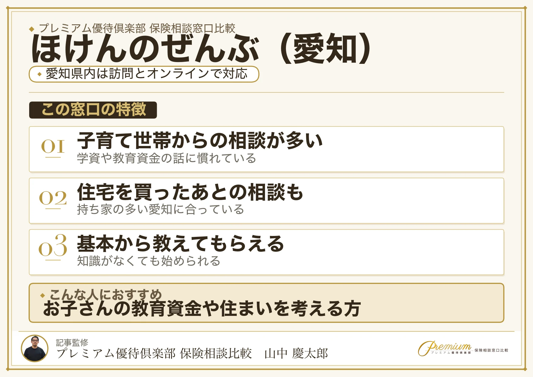 愛知の保険相談でほけんのぜんぶを選ぶときの特徴