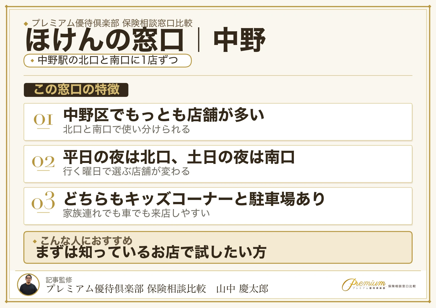 ほけんの窓口の特徴｜中野には2店舗