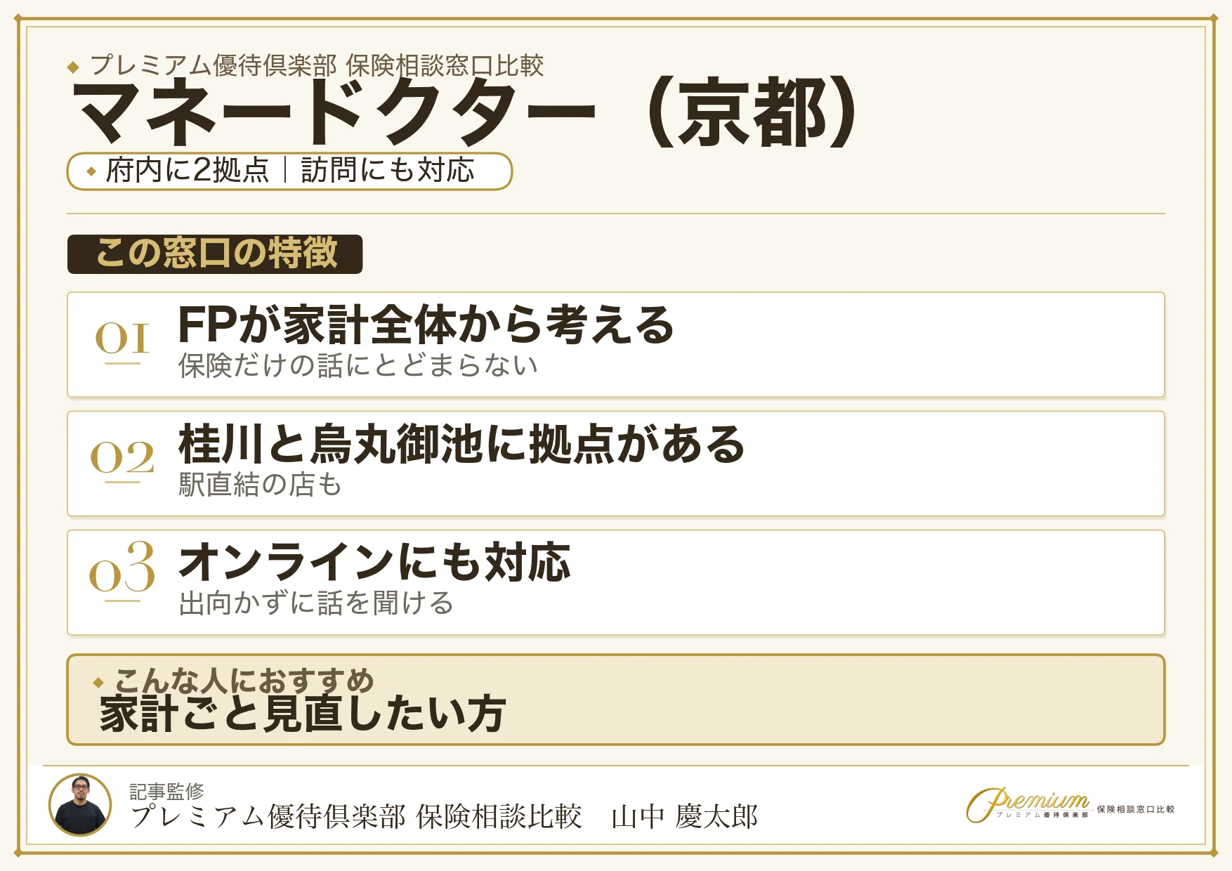 京都の保険相談でマネードクターを選ぶときの特徴