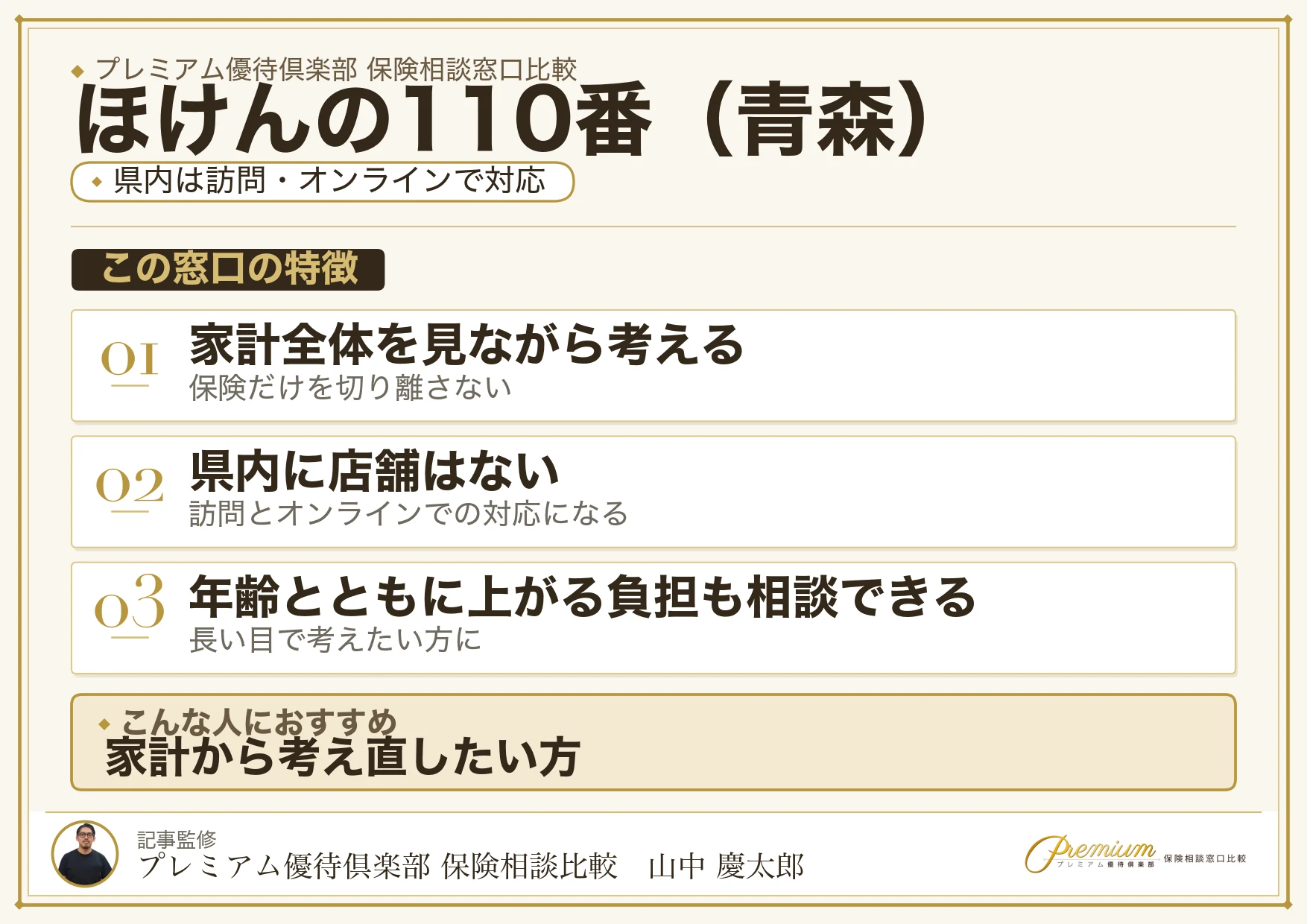 青森の保険相談窓口 ほけんの110番の特徴