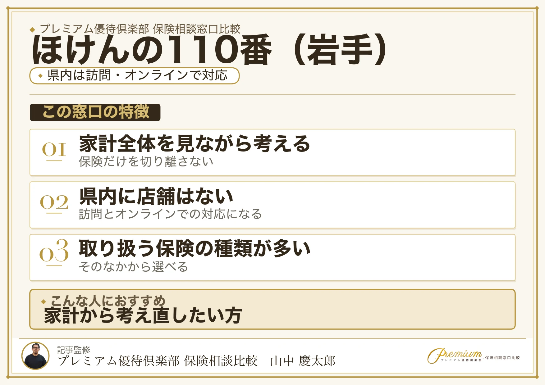 岩手の保険相談窓口 ほけんの110番の特徴