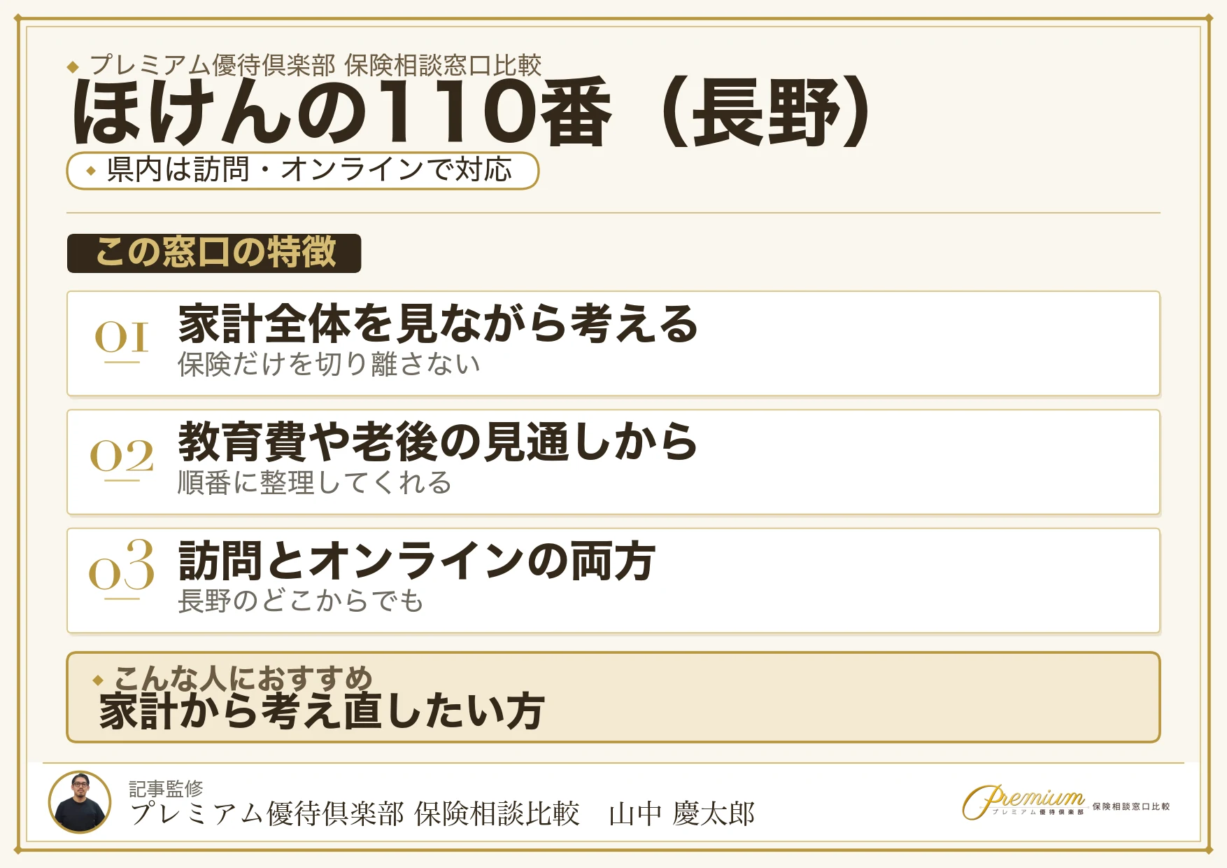 長野の保険相談窓口 ほけんの110番の特徴