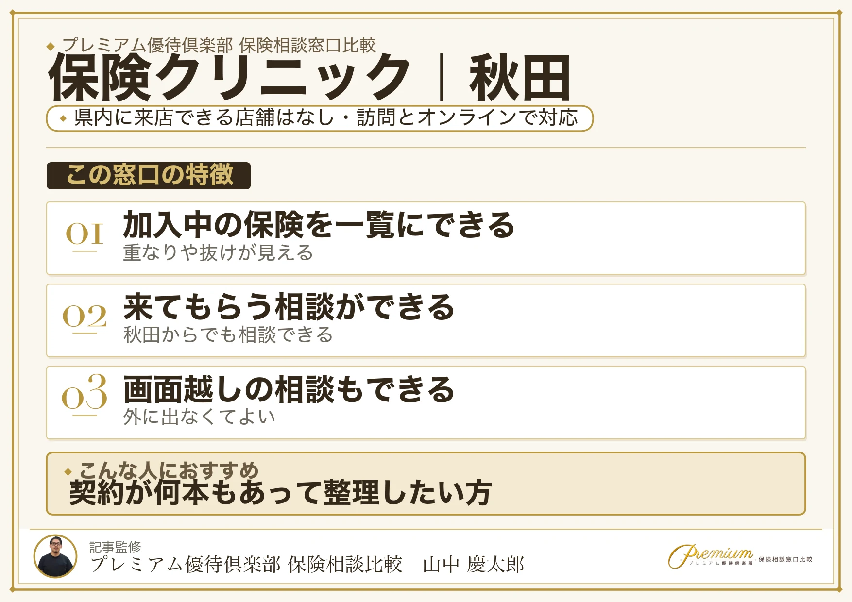 秋田の保険相談窓口 保険クリニックの特徴