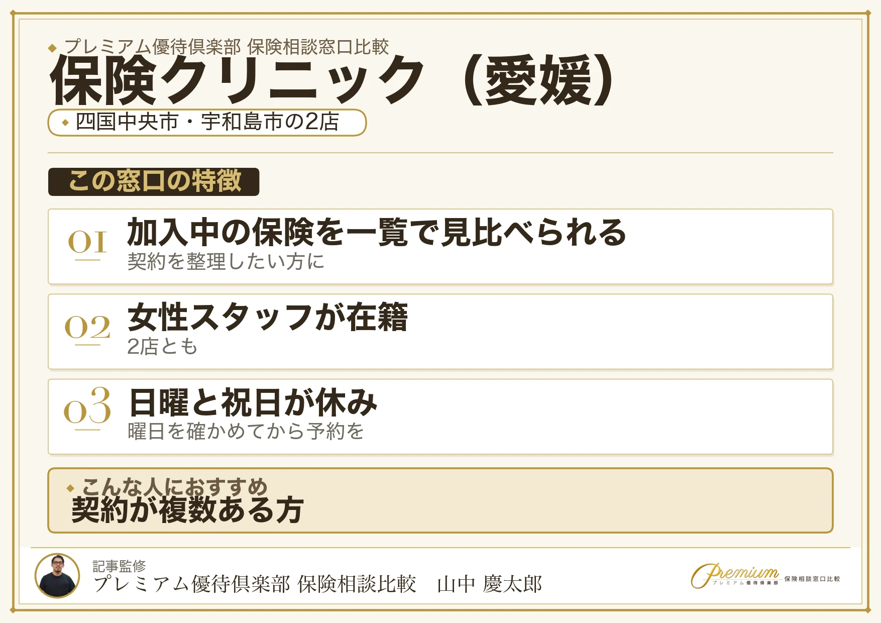 愛媛の保険相談窓口 保険クリニックの特徴
