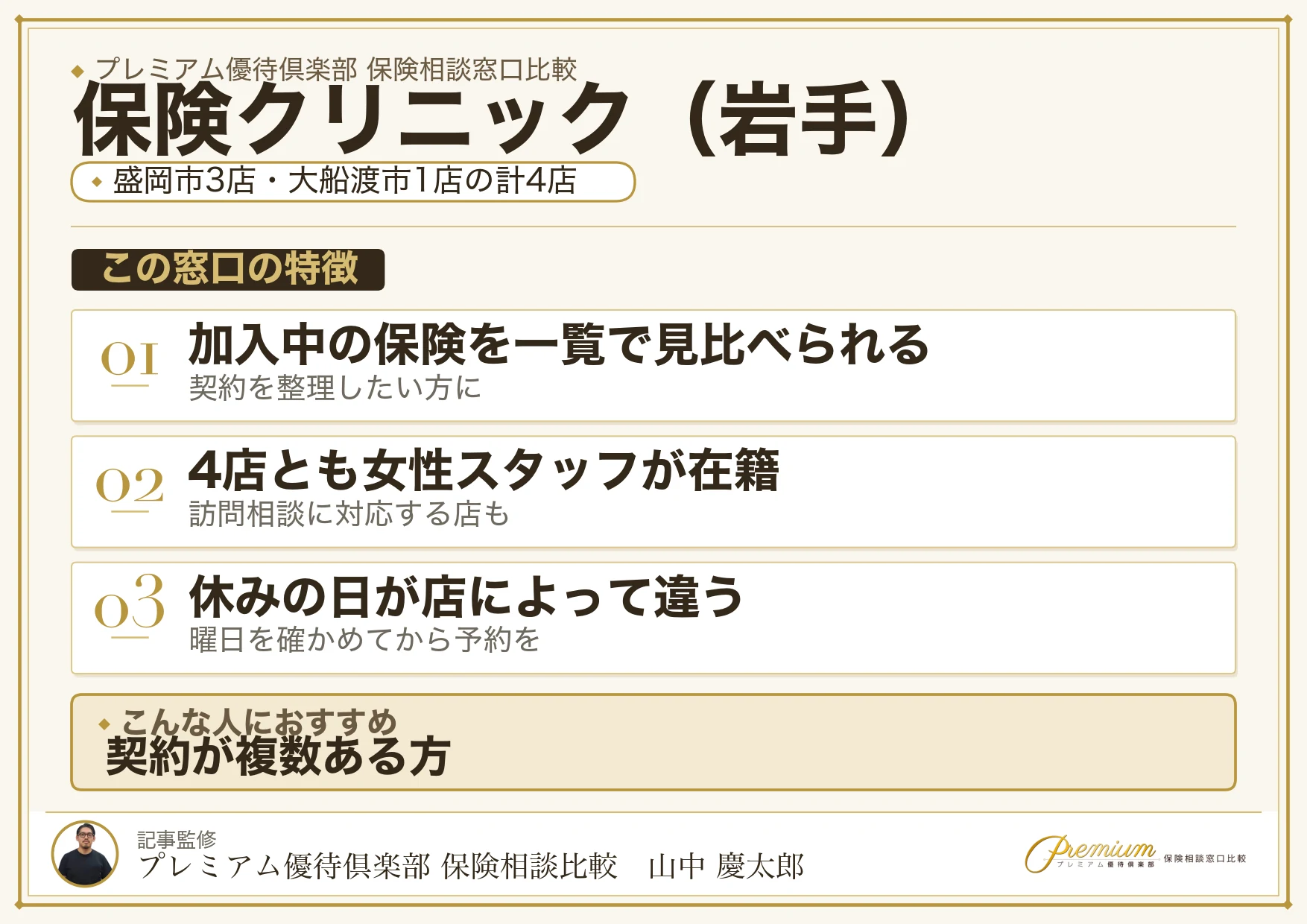 岩手の保険相談窓口 保険クリニックの特徴