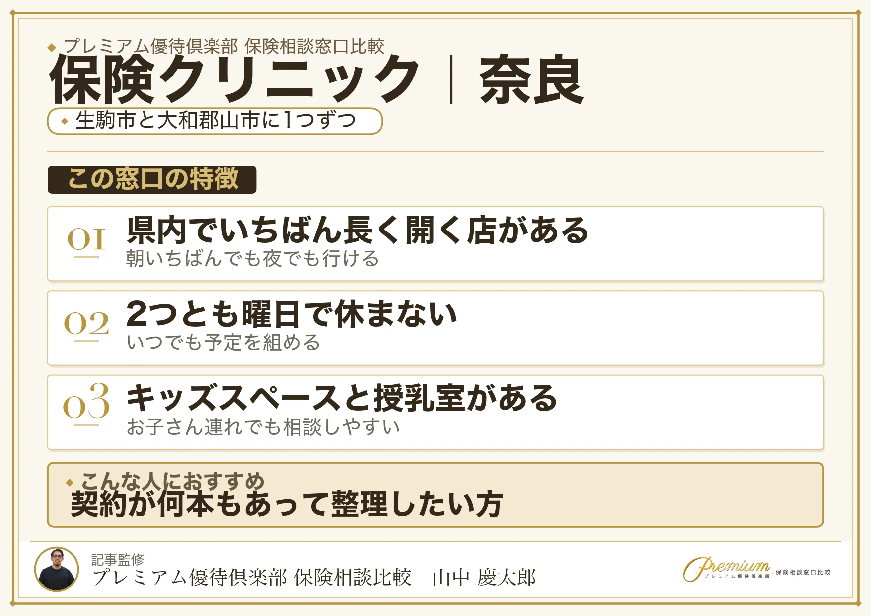 奈良の保険相談窓口 保険クリニックの特徴