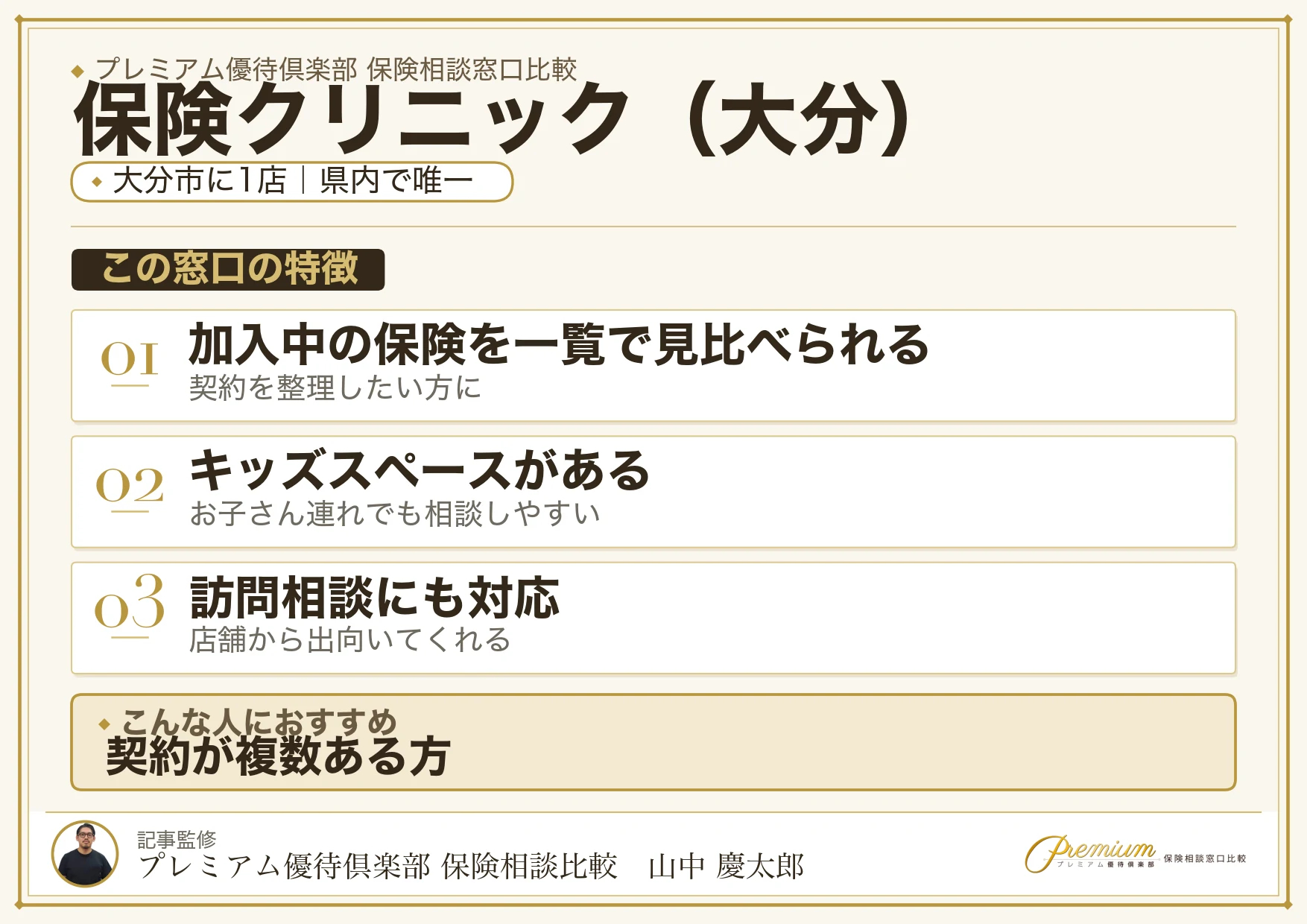 大分の保険相談窓口 保険クリニックの特徴
