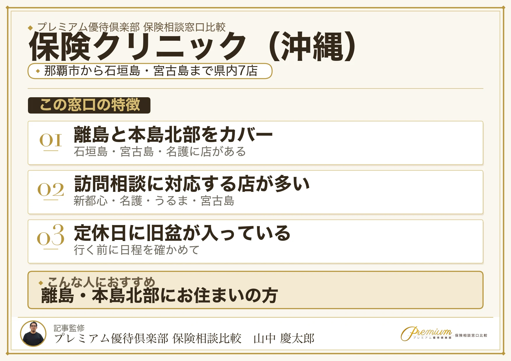 沖縄の保険相談窓口 保険クリニックの特徴
