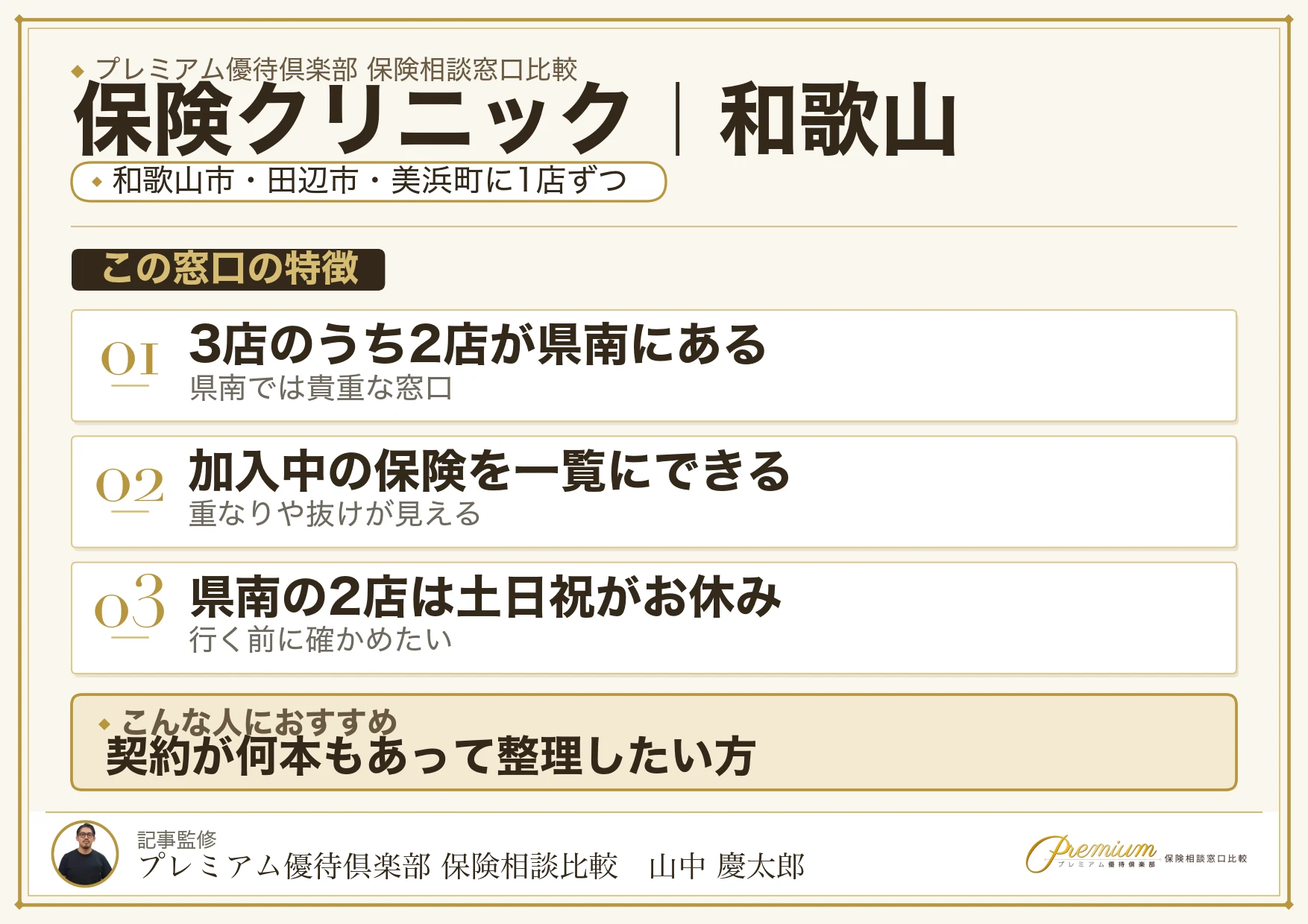 和歌山の保険相談窓口 保険クリニックの特徴