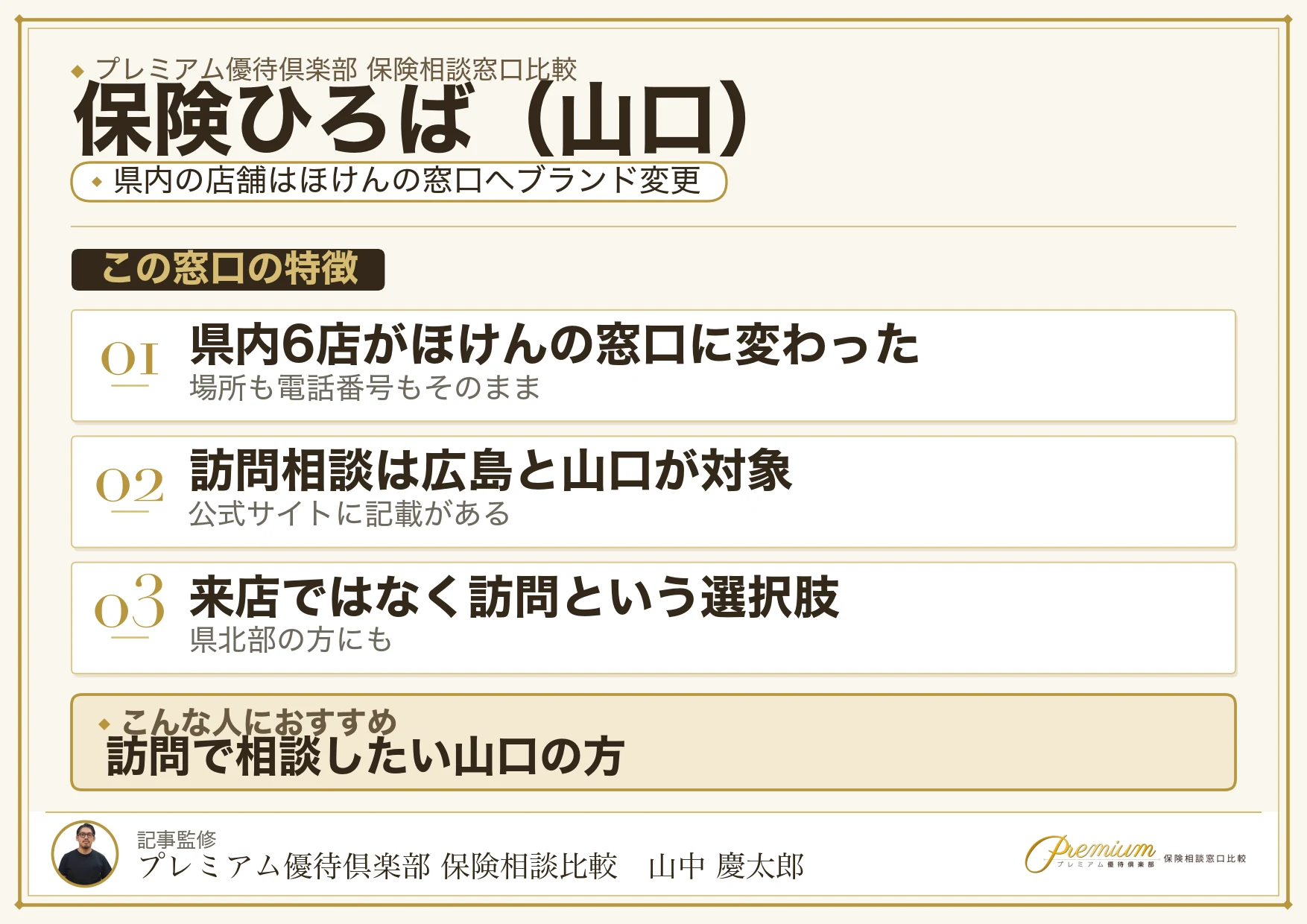 山口の保険相談窓口 保険ひろばの特徴