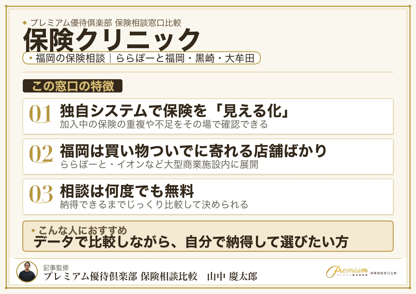 保険クリニック｜福岡の保険相談での特徴まとめ