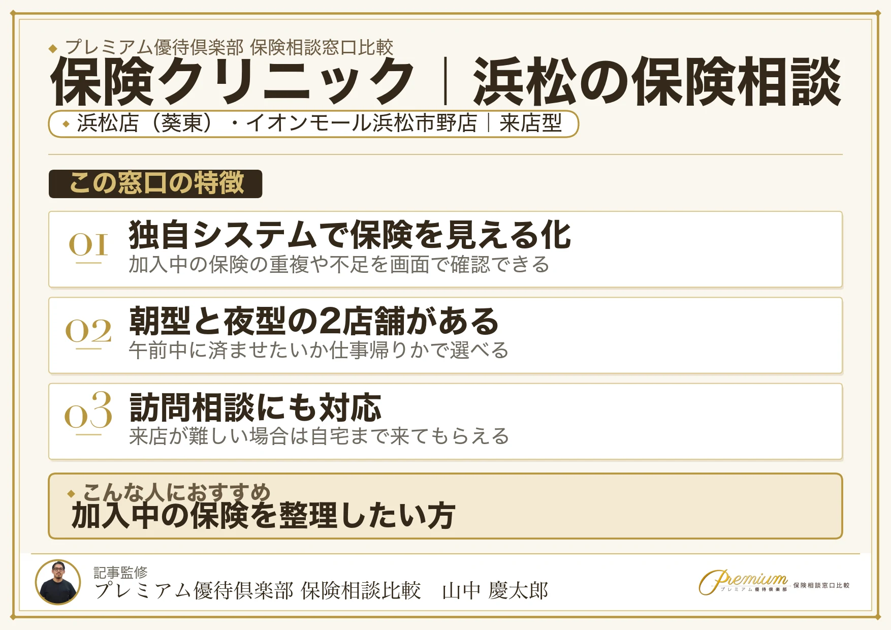 保険クリニック｜浜松の保険相談での特徴まとめ