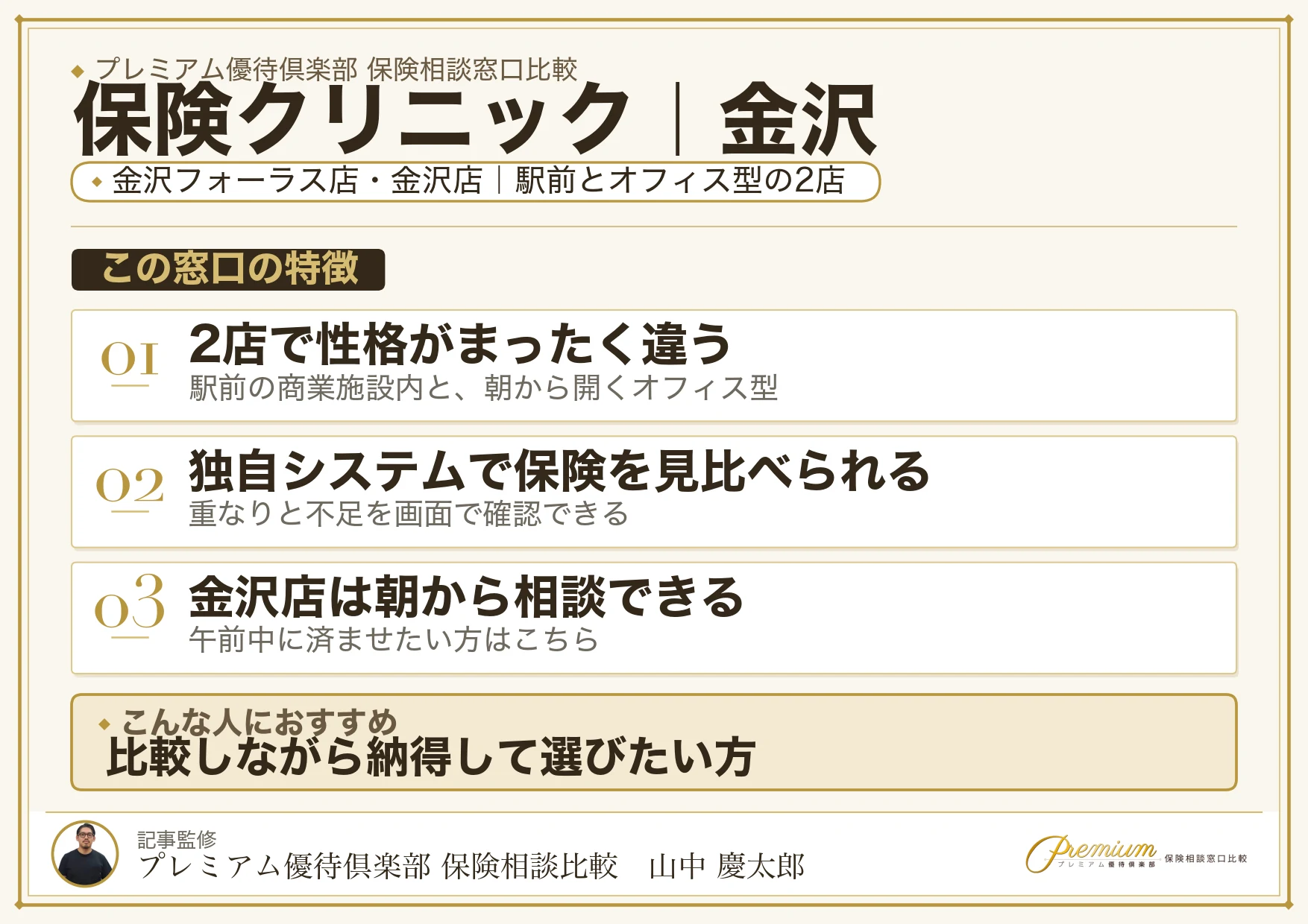 保険クリニック｜金沢の保険相談での特徴まとめ