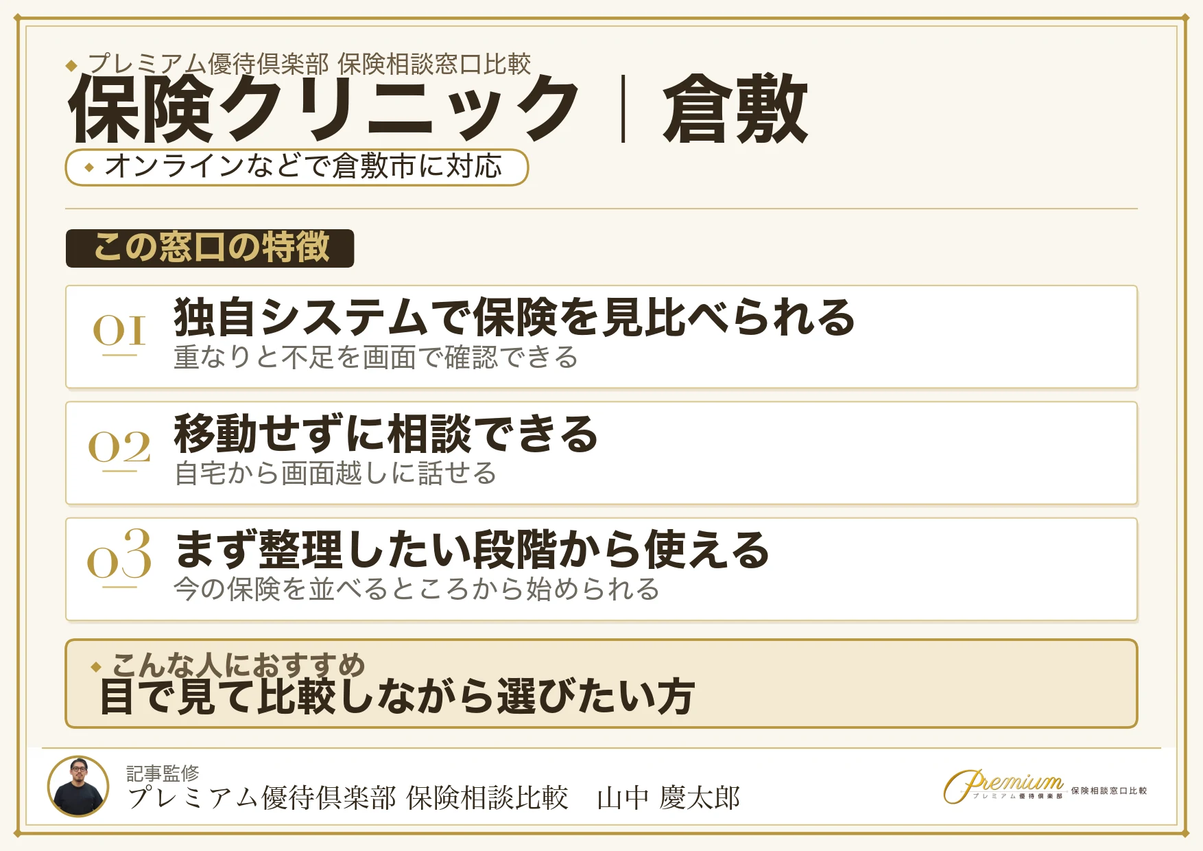 保険クリニック｜倉敷の保険相談での特徴まとめ