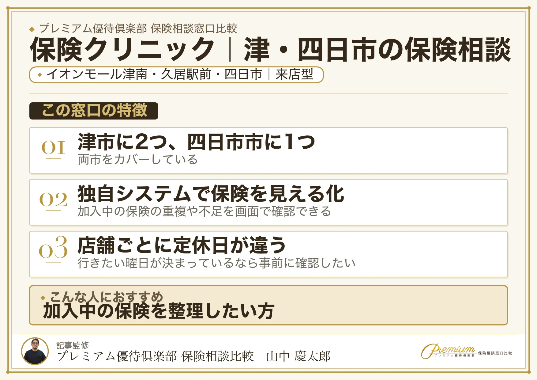 保険クリニック｜津・四日市の保険相談での特徴まとめ