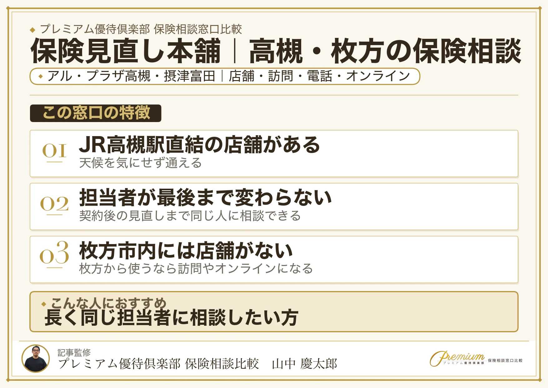 保険見直し本舗｜高槻・枚方の保険相談での特徴まとめ