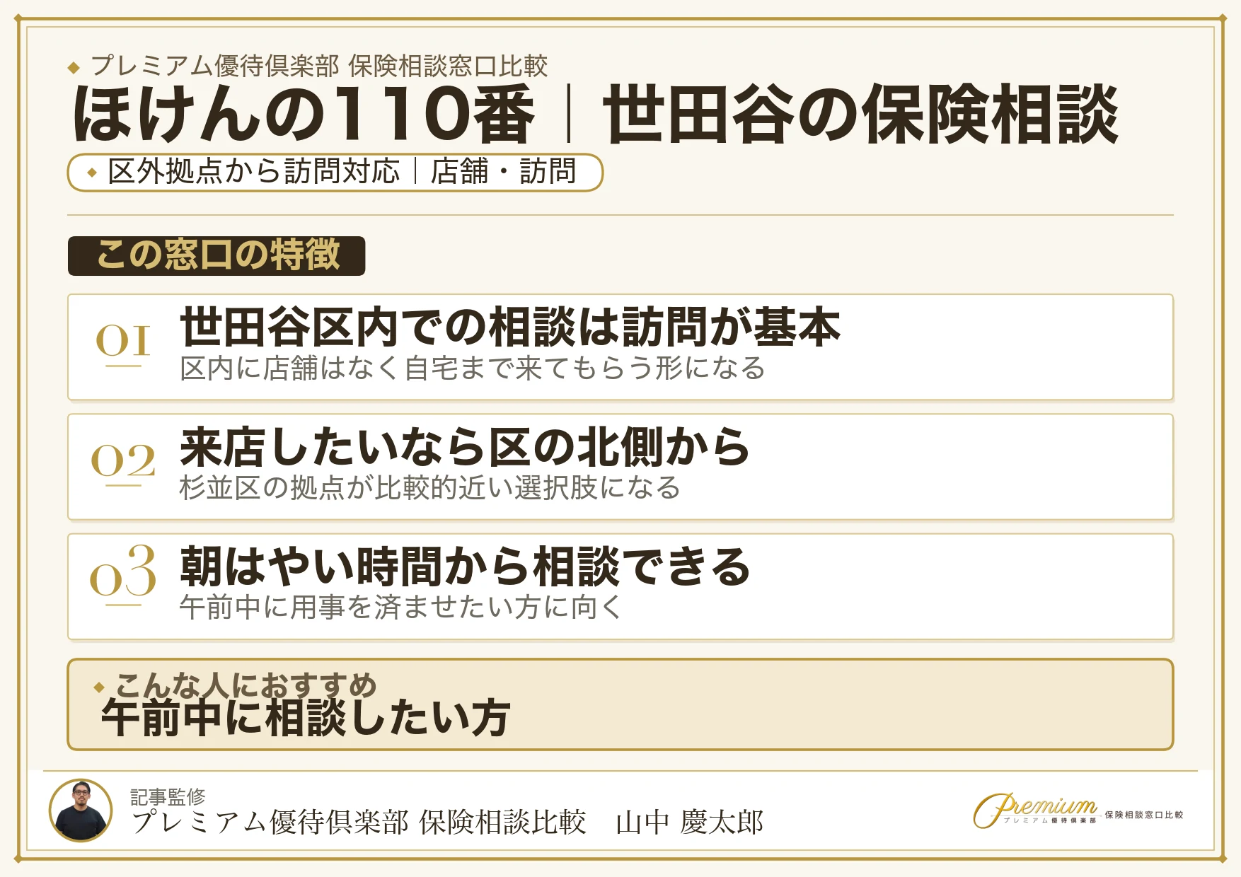 ほけんの110番｜世田谷の保険相談での特徴まとめ