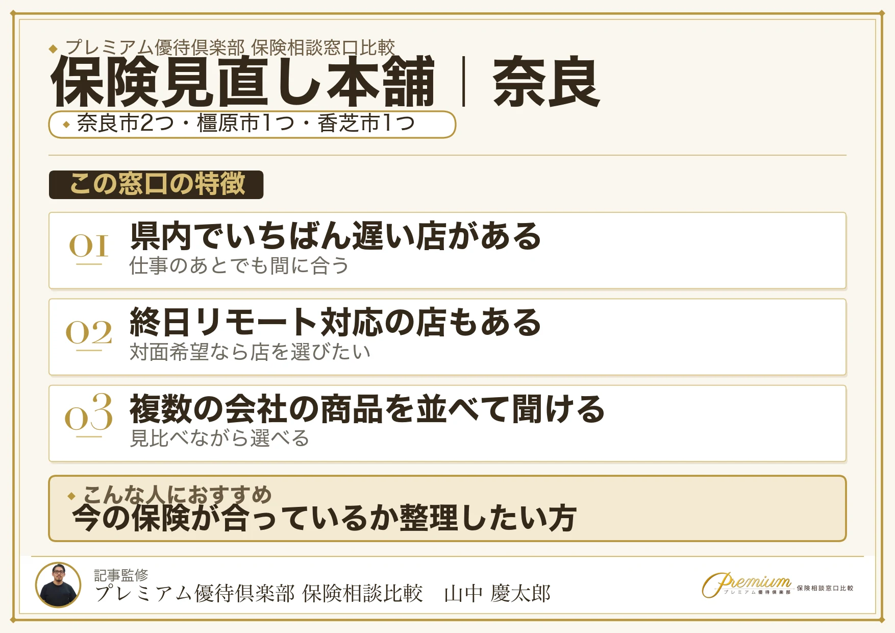 奈良の保険相談窓口 保険見直し本舗の特徴