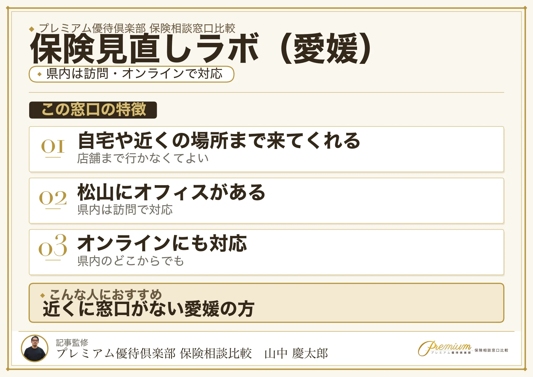 愛媛の保険相談窓口 保険見直しラボの特徴