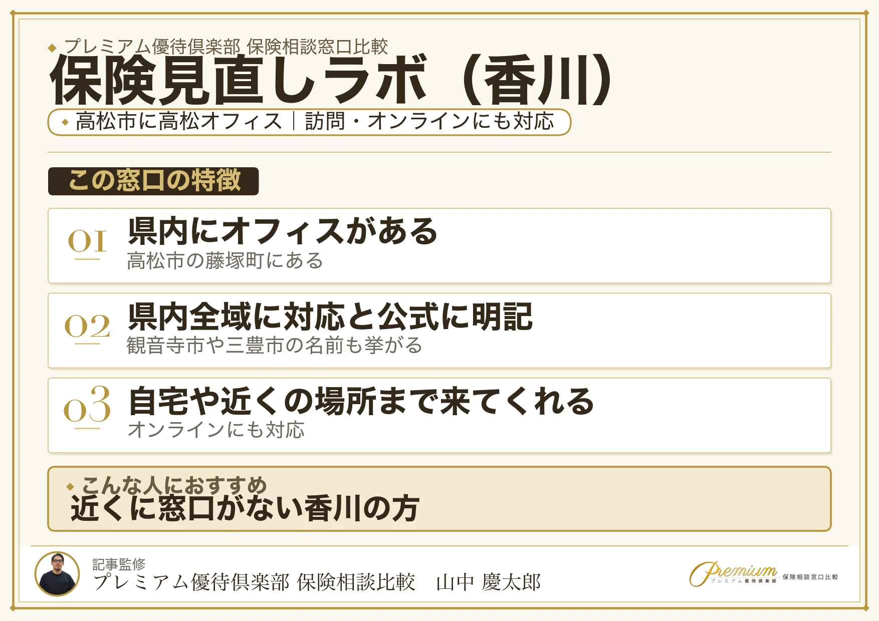 香川の保険相談窓口 保険見直しラボの特徴