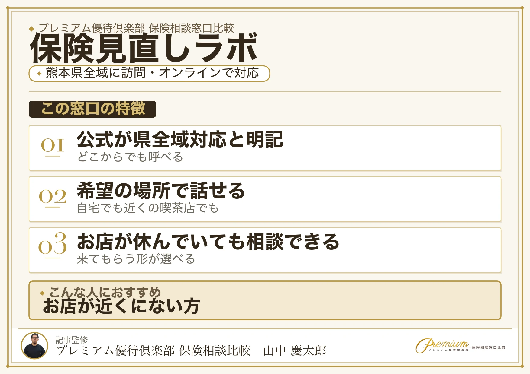 熊本で訪問相談ができる保険見直しラボの特徴