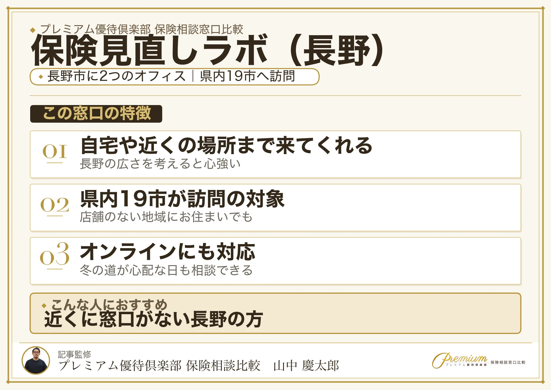 長野の保険相談窓口 保険見直しラボの特徴