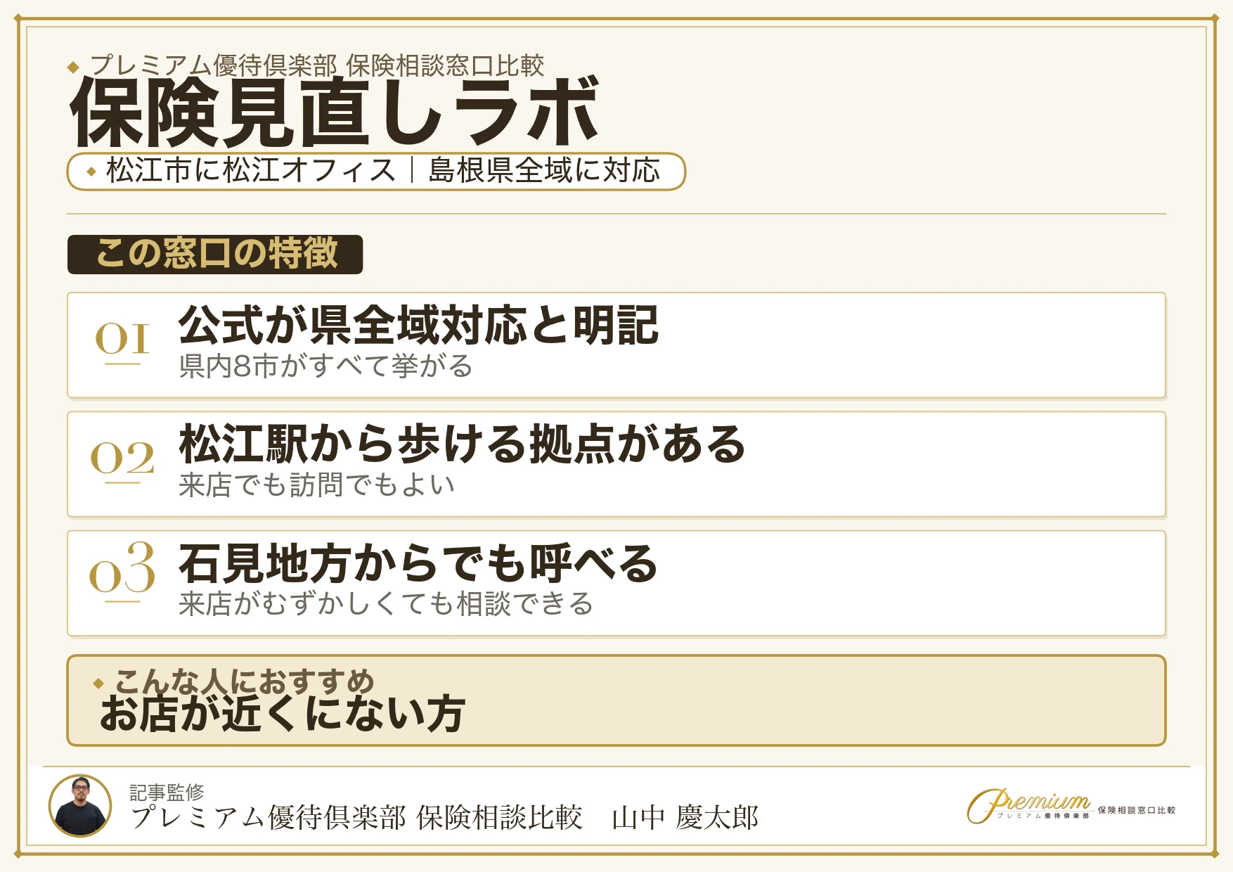 松江市に松江オフィスがある保険見直しラボの特徴