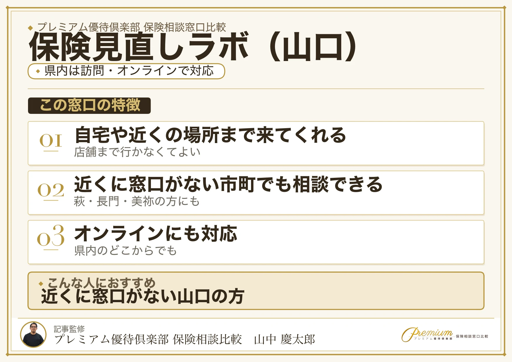 山口の保険相談窓口 保険見直しラボの特徴