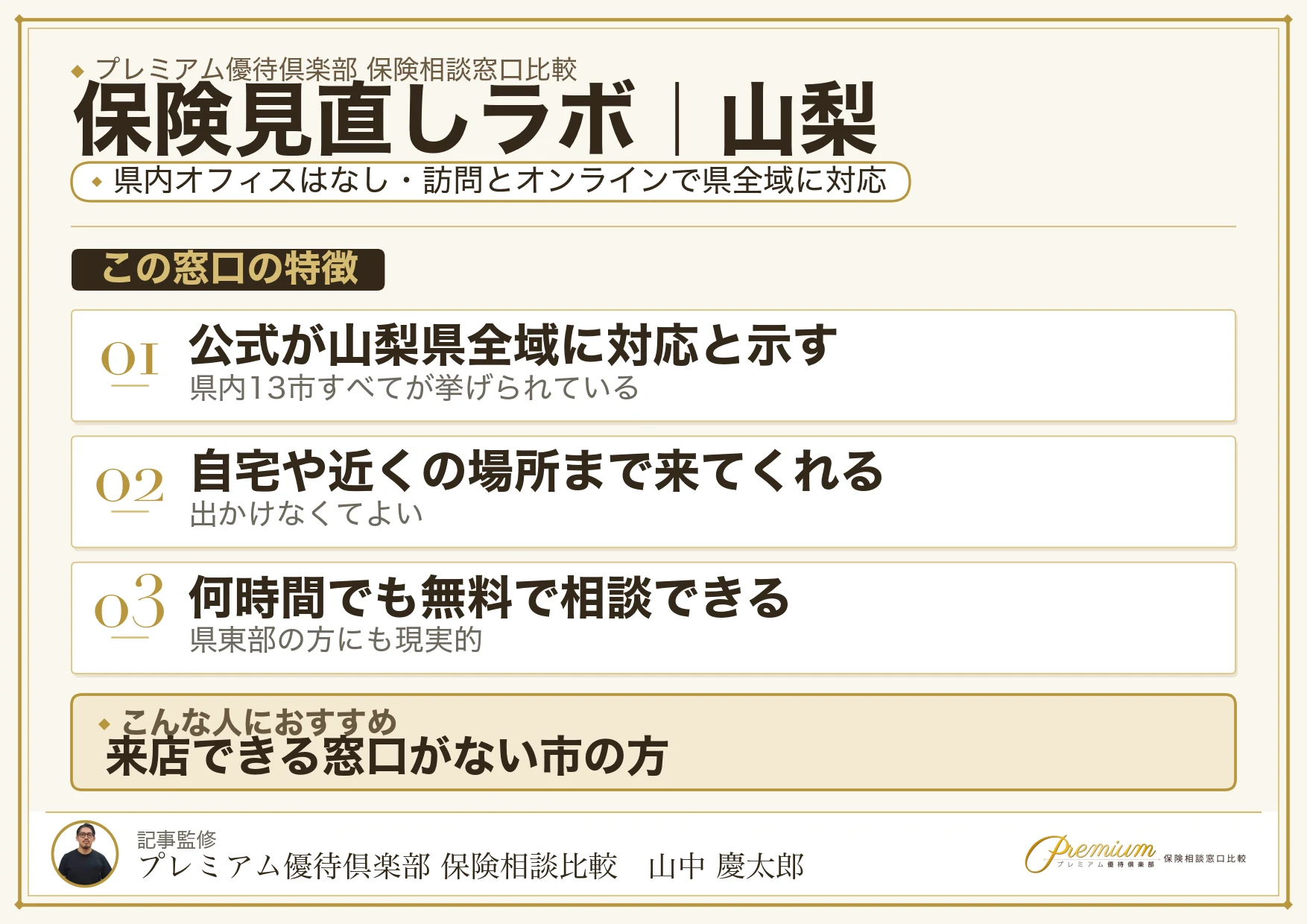 山梨の保険相談窓口 保険見直しラボの特徴