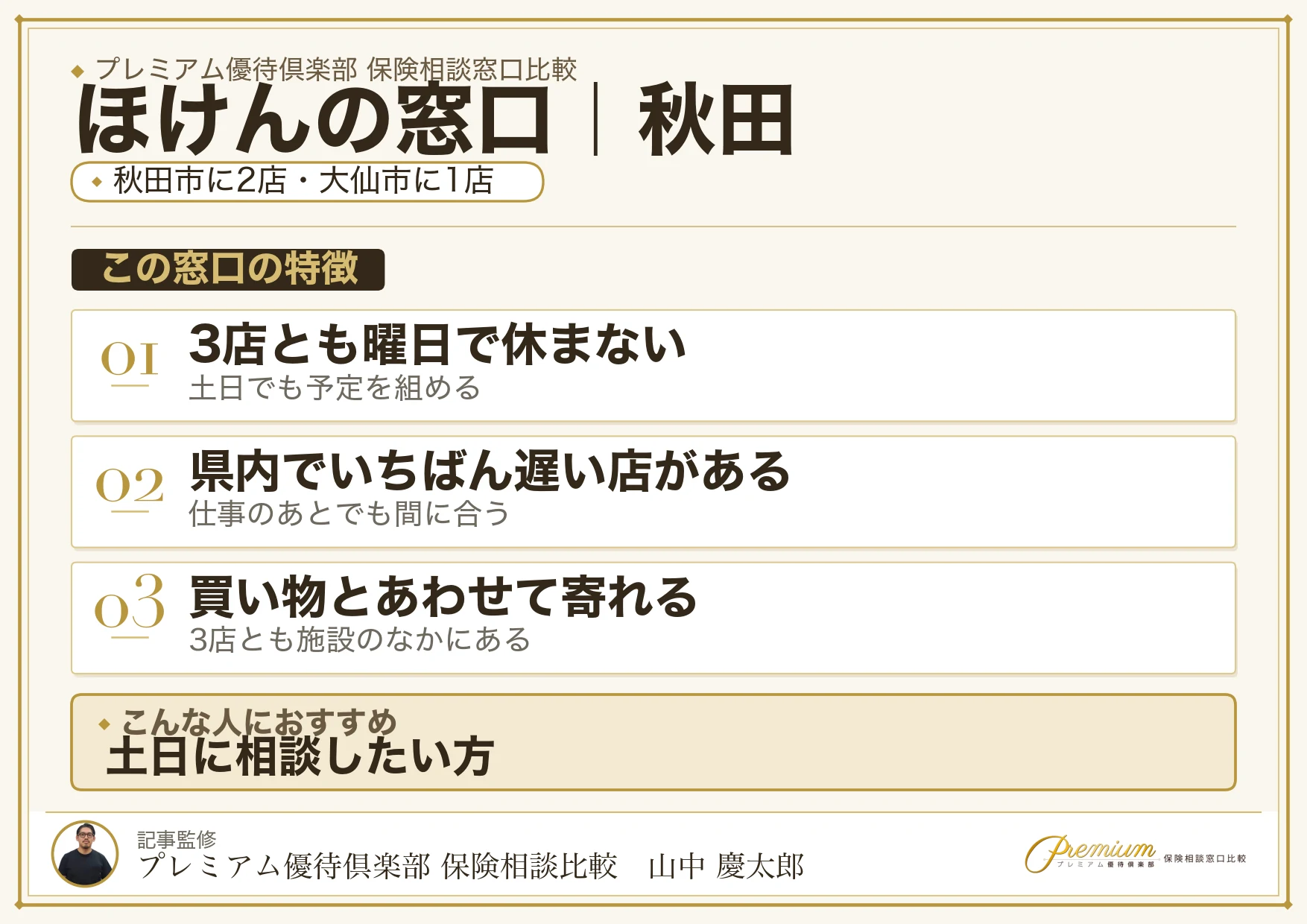秋田の保険相談窓口 ほけんの窓口の特徴