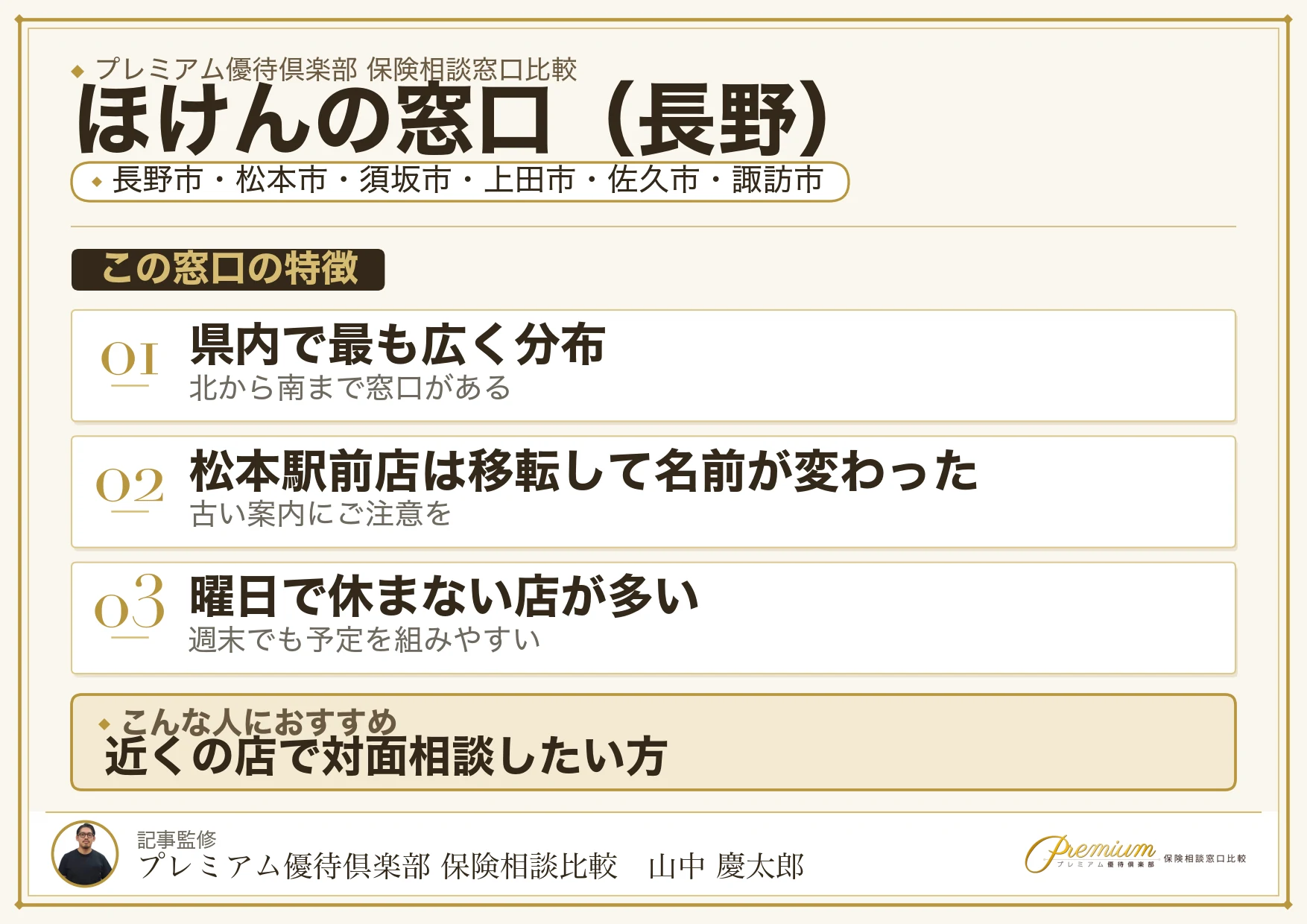 長野の保険相談窓口 ほけんの窓口の特徴